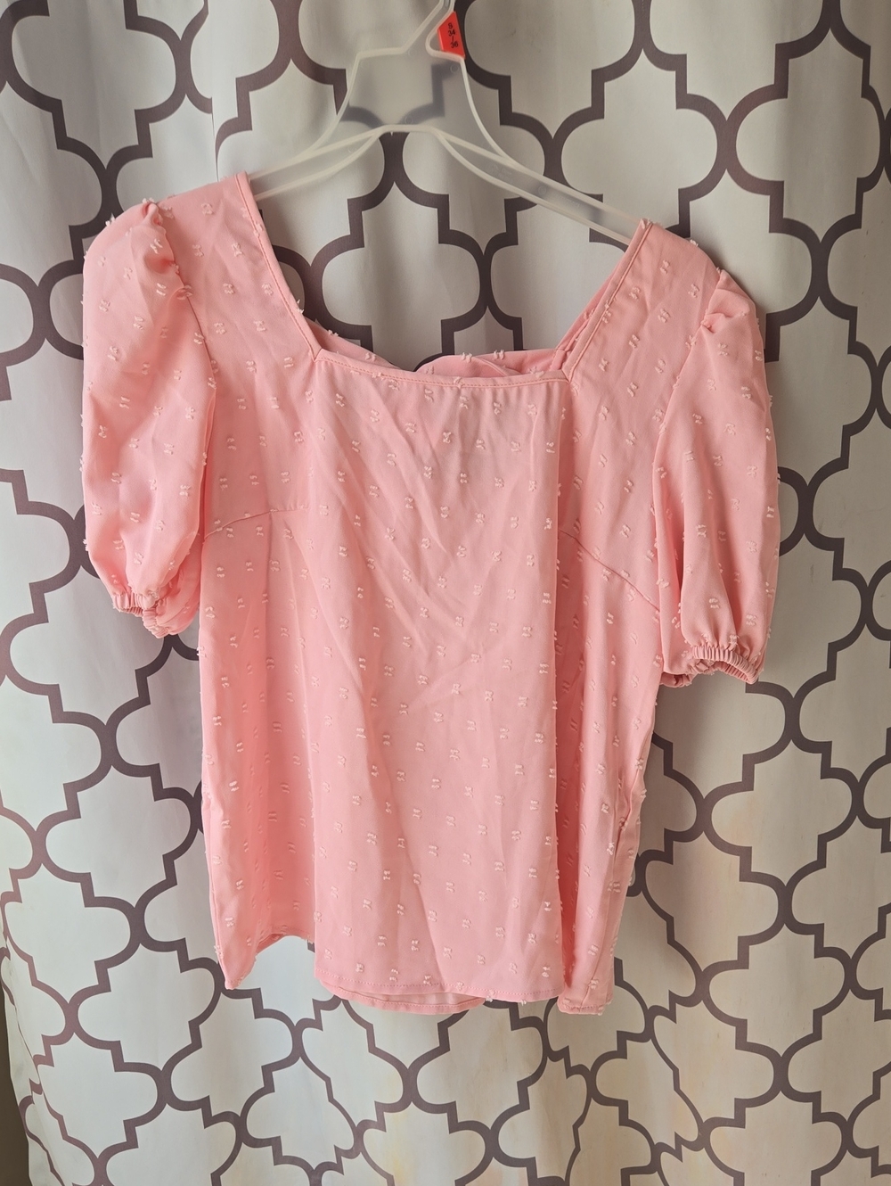 SHEIN Blush Pink Square Neck Puff Sleeve Blouse
